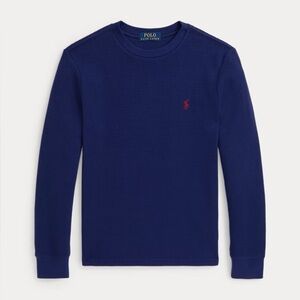 Polo by Ralph Lauren Kids Navy Blue Cotton Waffle Long Sleeve Jersey Tee
